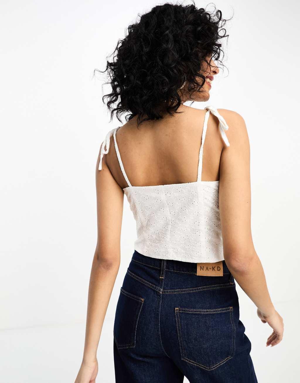 NA-KD x Chloe Schuterman eyelet corset top Product Image