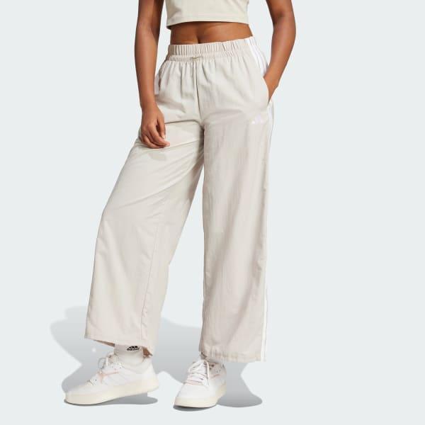 adidas Essentials 3-Stripes Lifestyle Woven Parachute Pants Beige L Womens Product Image