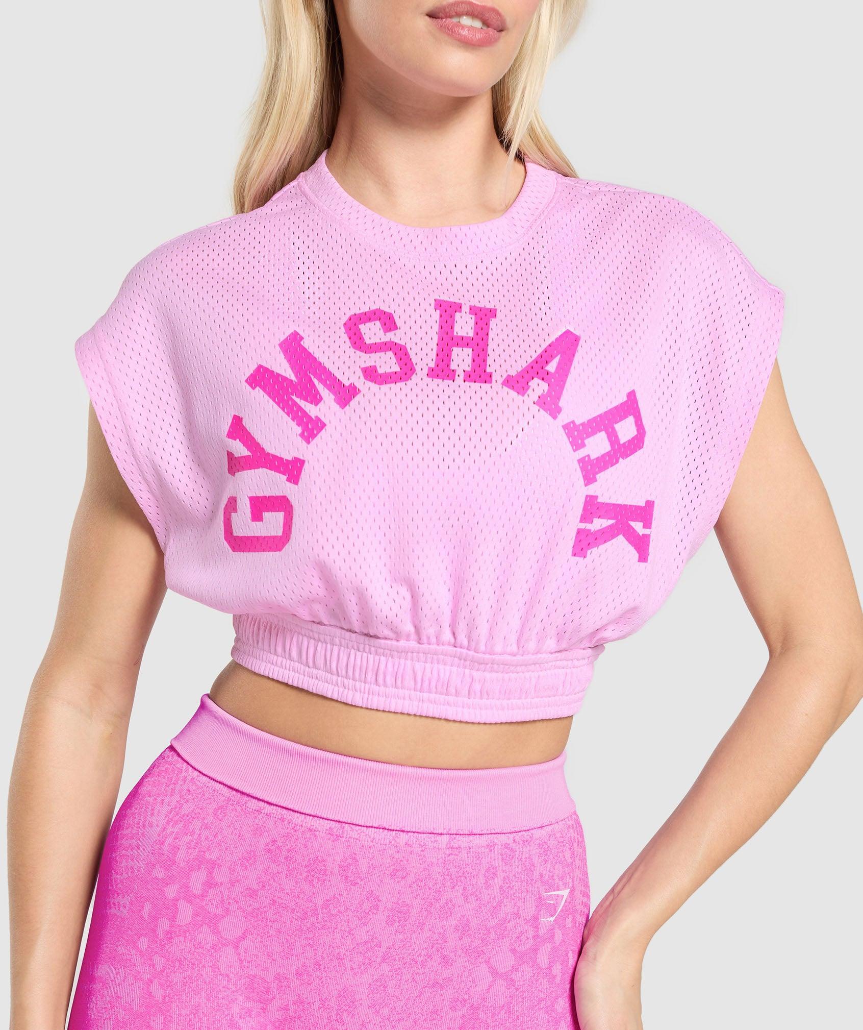 Gymshark Mesh Graphic Crop Top - Sour Pink Female Product Image
