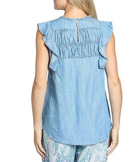 APNY Round Neck Sleeveless Ruffle Smocked Top Product Image