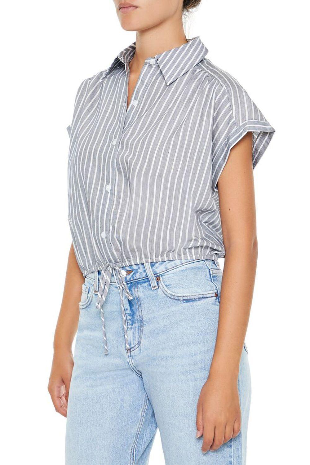 Pinstriped Cap-Sleeve Shirt | Forever 21 Product Image