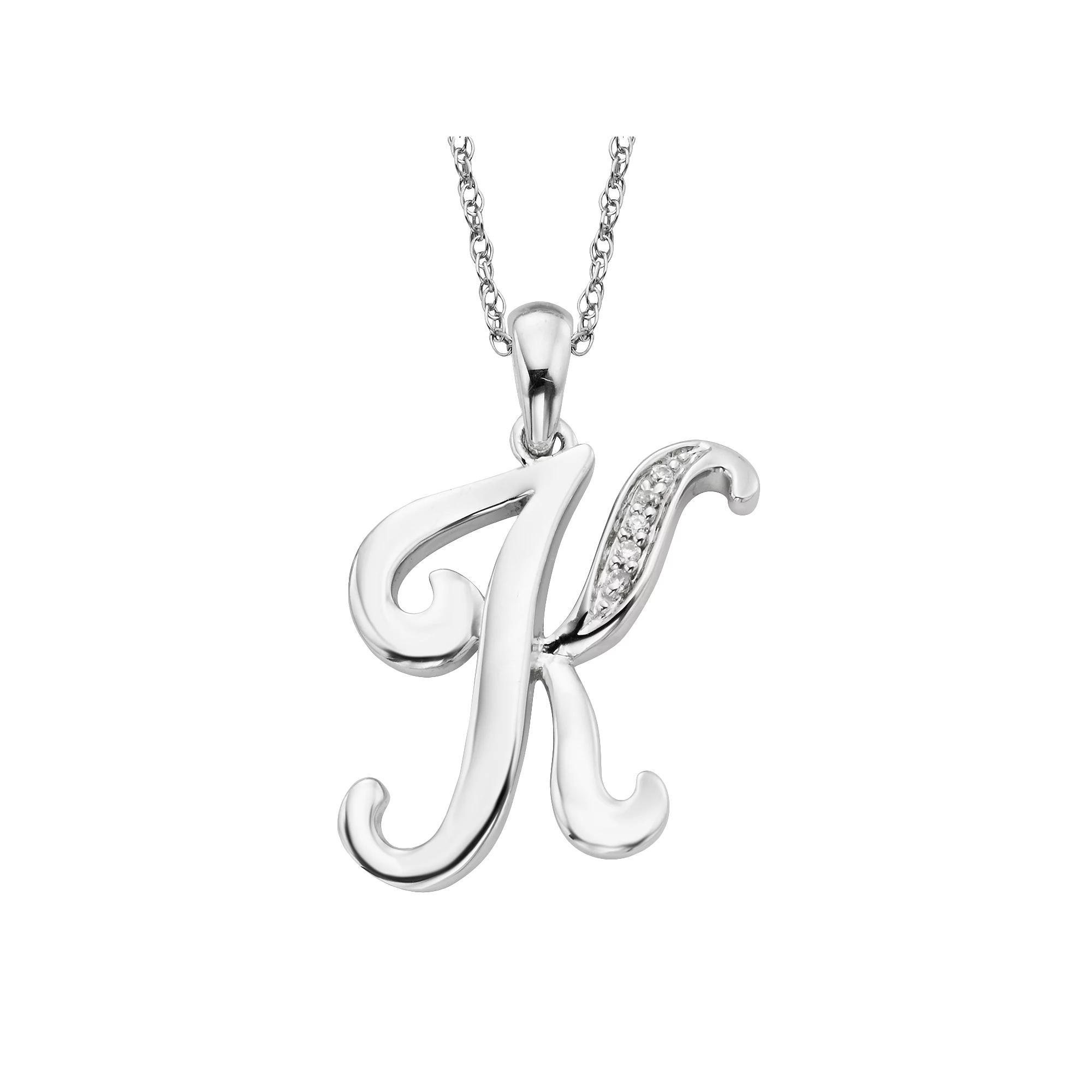Sterling Silver Diamond Accent Initial Pendant, Womens Product Image