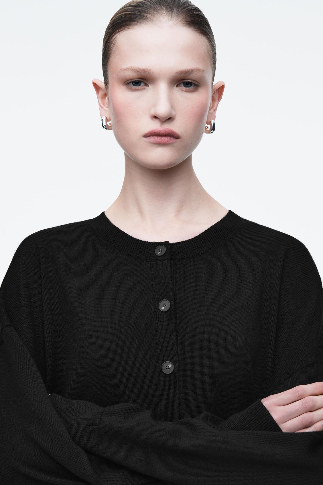 MERINO WOOL CREW-NECK CARDIGAN Product Image