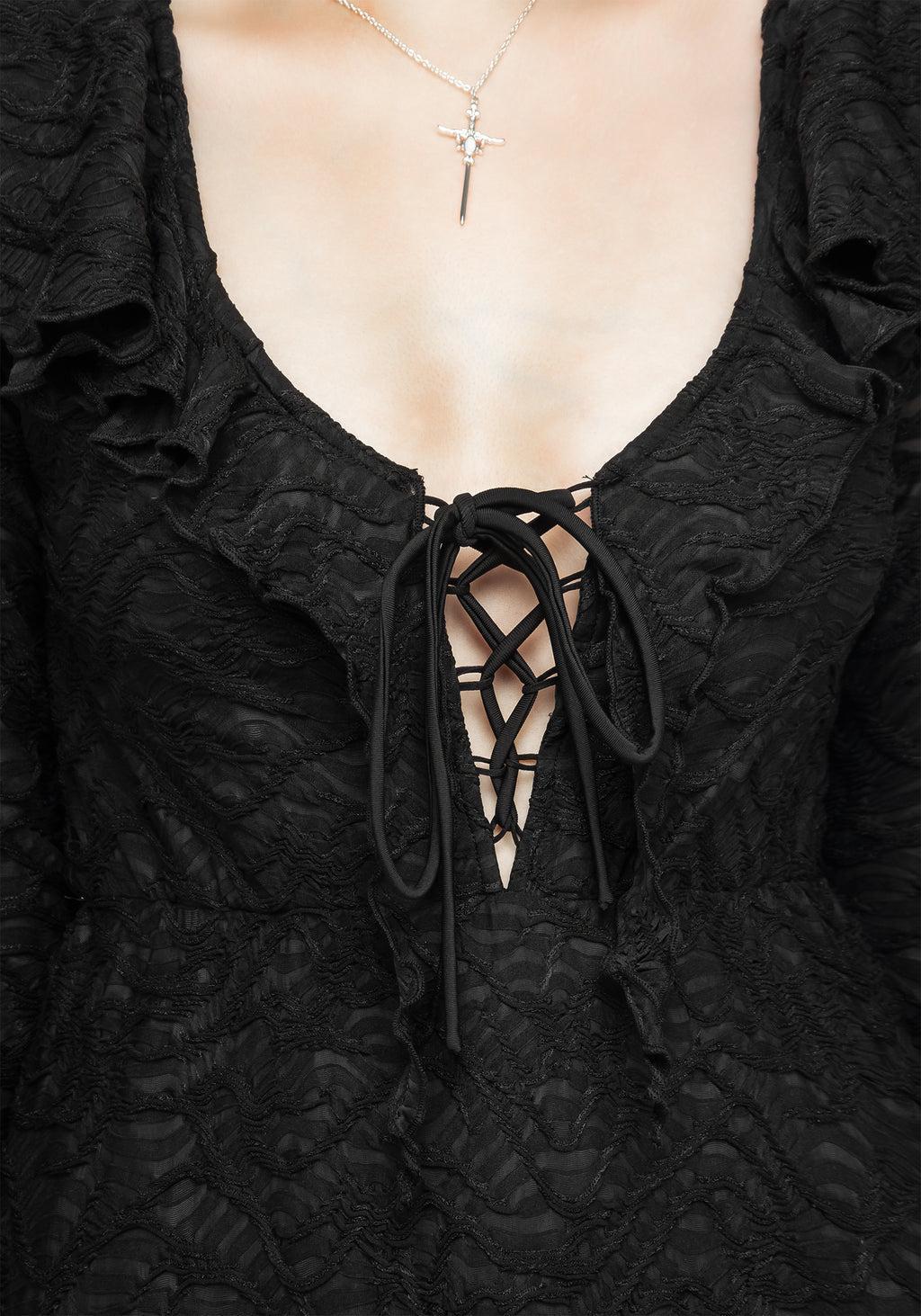 Jessel Distressed Cascade Handkerchief Hem Midi Dress Product Image