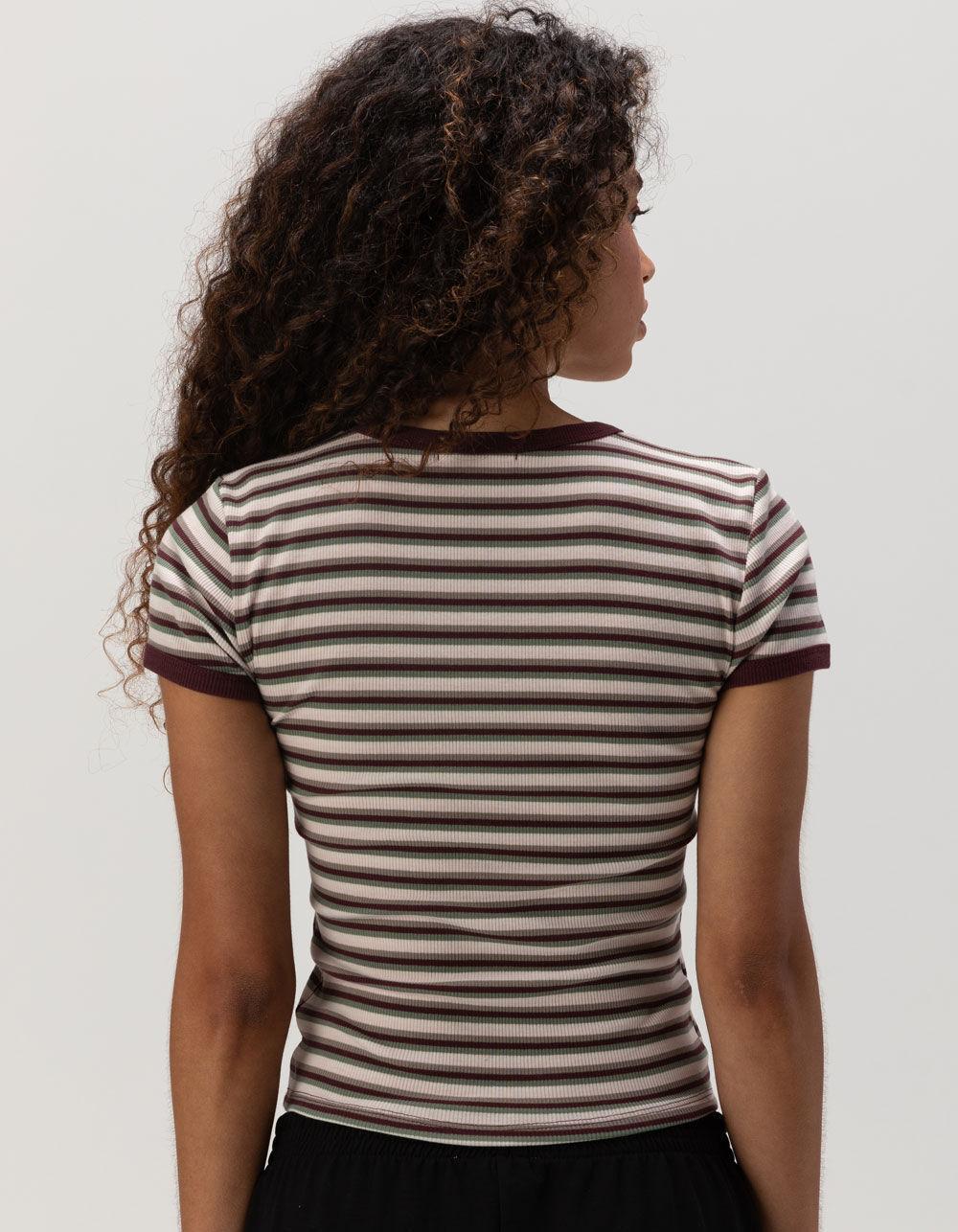 FULL TILT V-Neck Womens Baby Tee - BURGUNDY Product Image