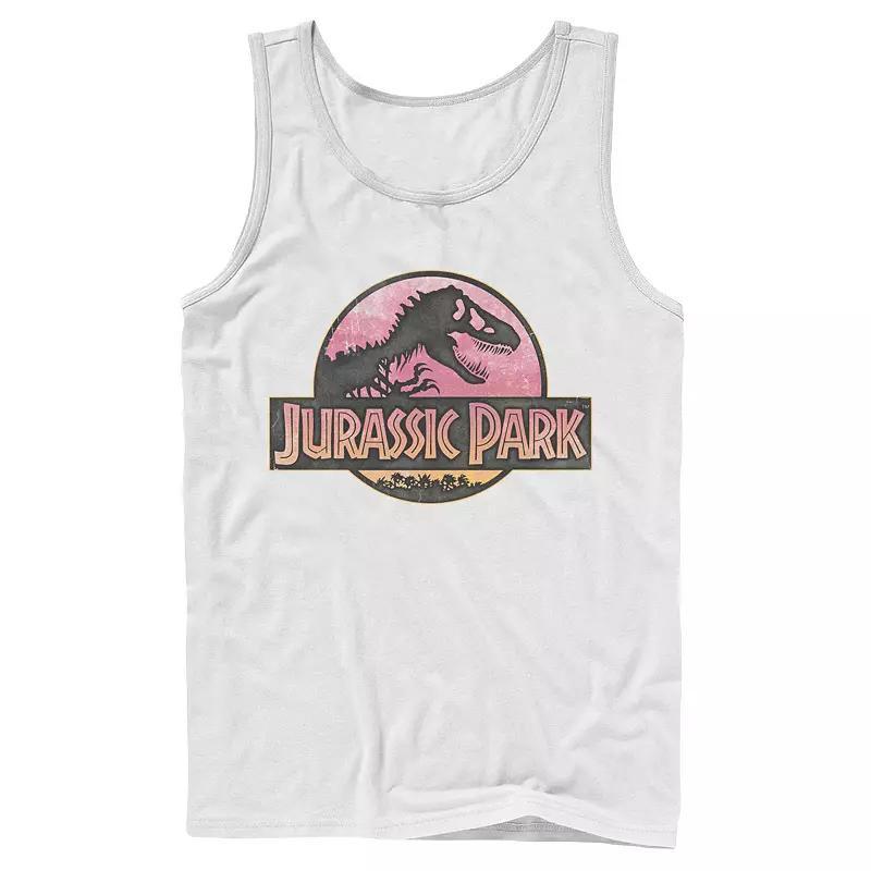 Men's Jurassic Park Logo Gradient Sunset Graphic Tank Top, Size: Small, Blue Product Image