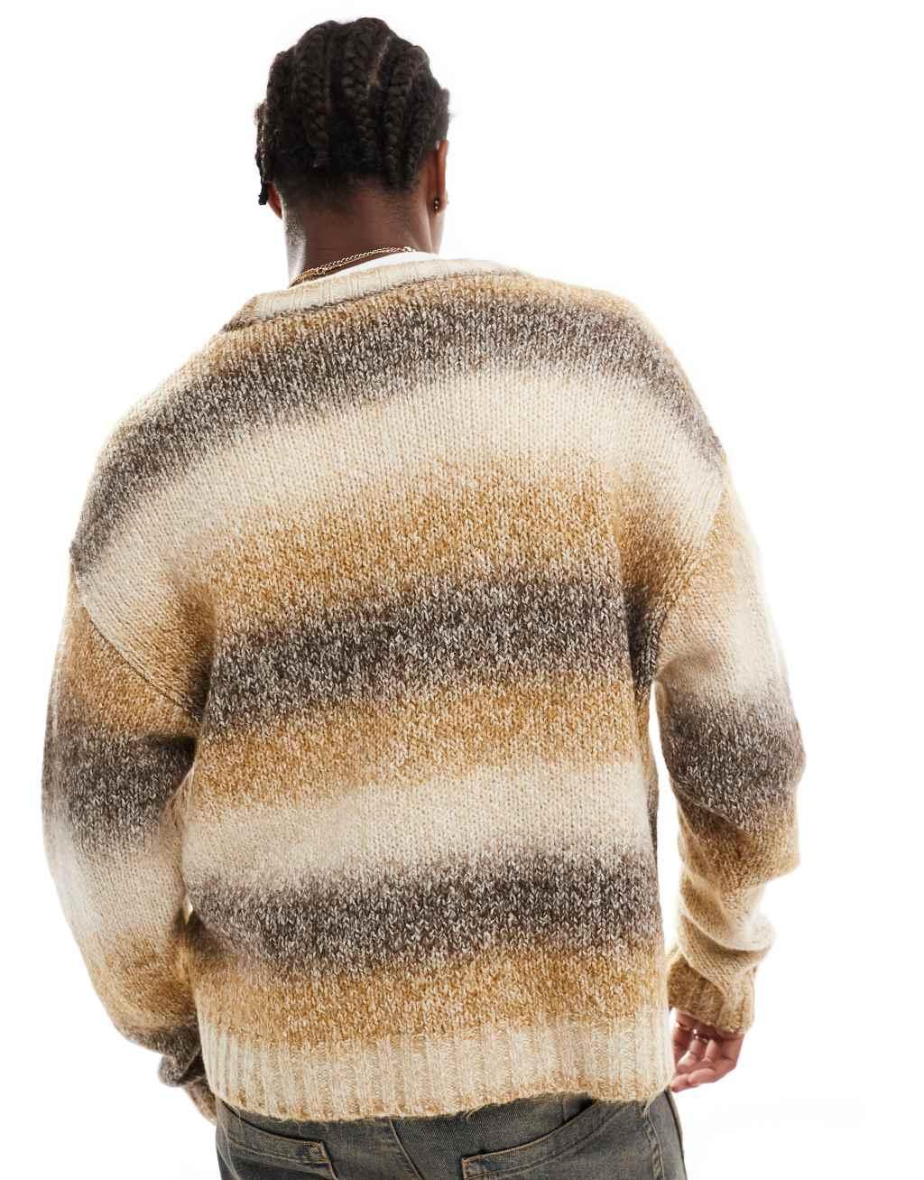 Cotton On boxy fit knit cardigan in latte ombre Product Image