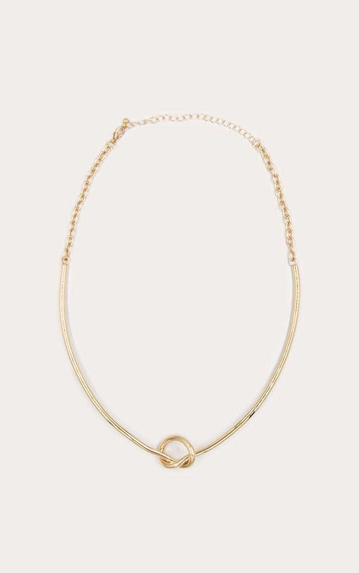 Gold Smooth Structured Knot Necklace Product Image