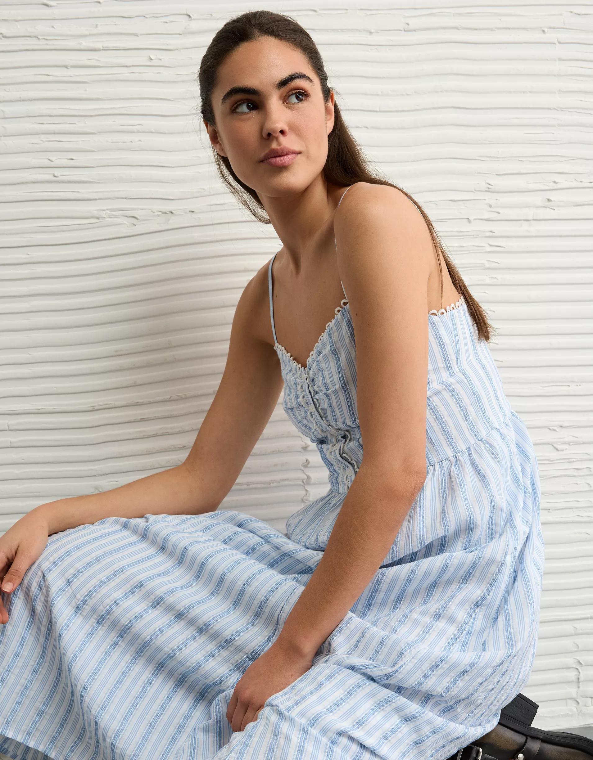 AE Catie Corset Button-Up Midi Dress Women's Product Image