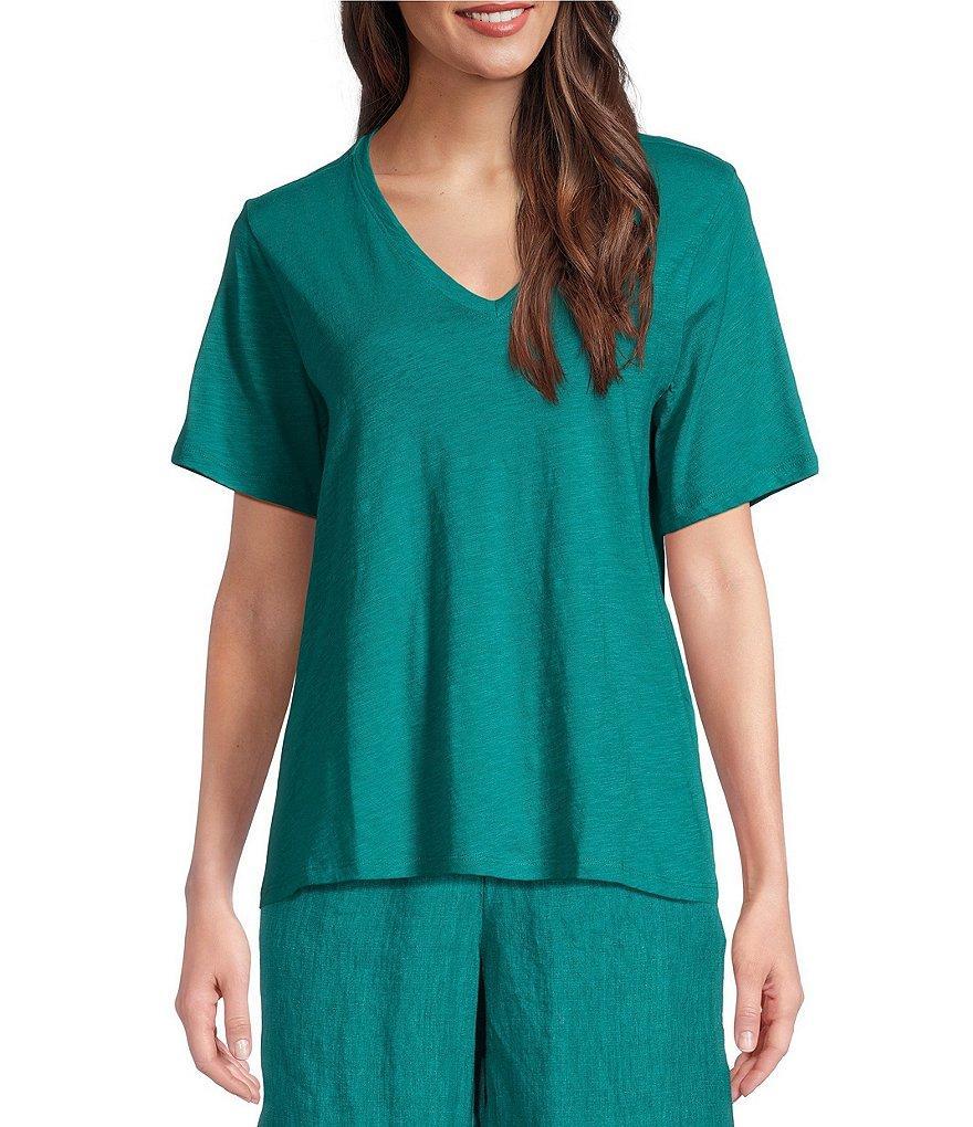 Eileen Fisher Easy Jersey Knit V-Neck Short Sleeve Tee Product Image