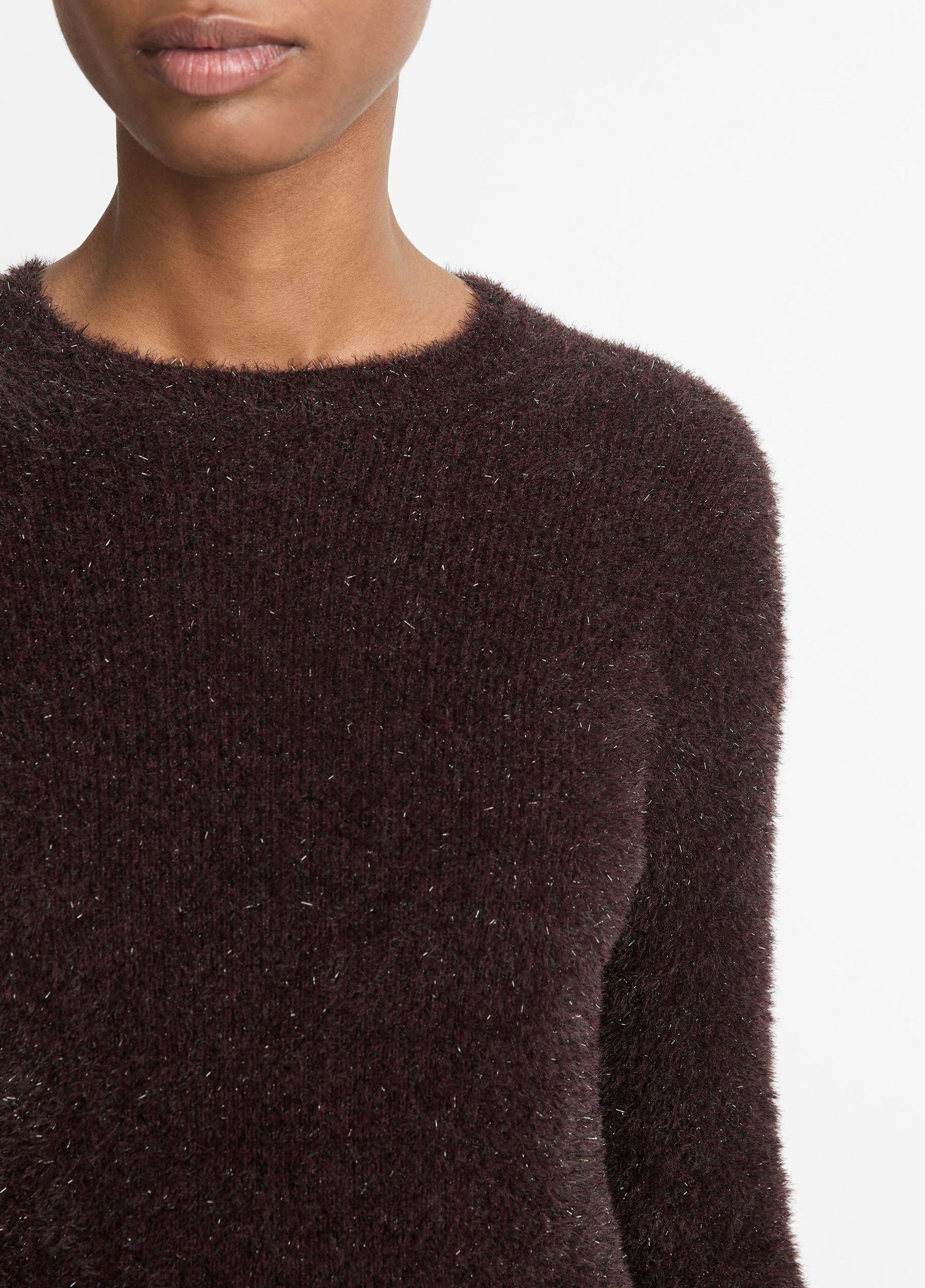 Womens Metallic Eyelash Pullover Sweater, Cherry Night Metallic, Size S Vince Product Image