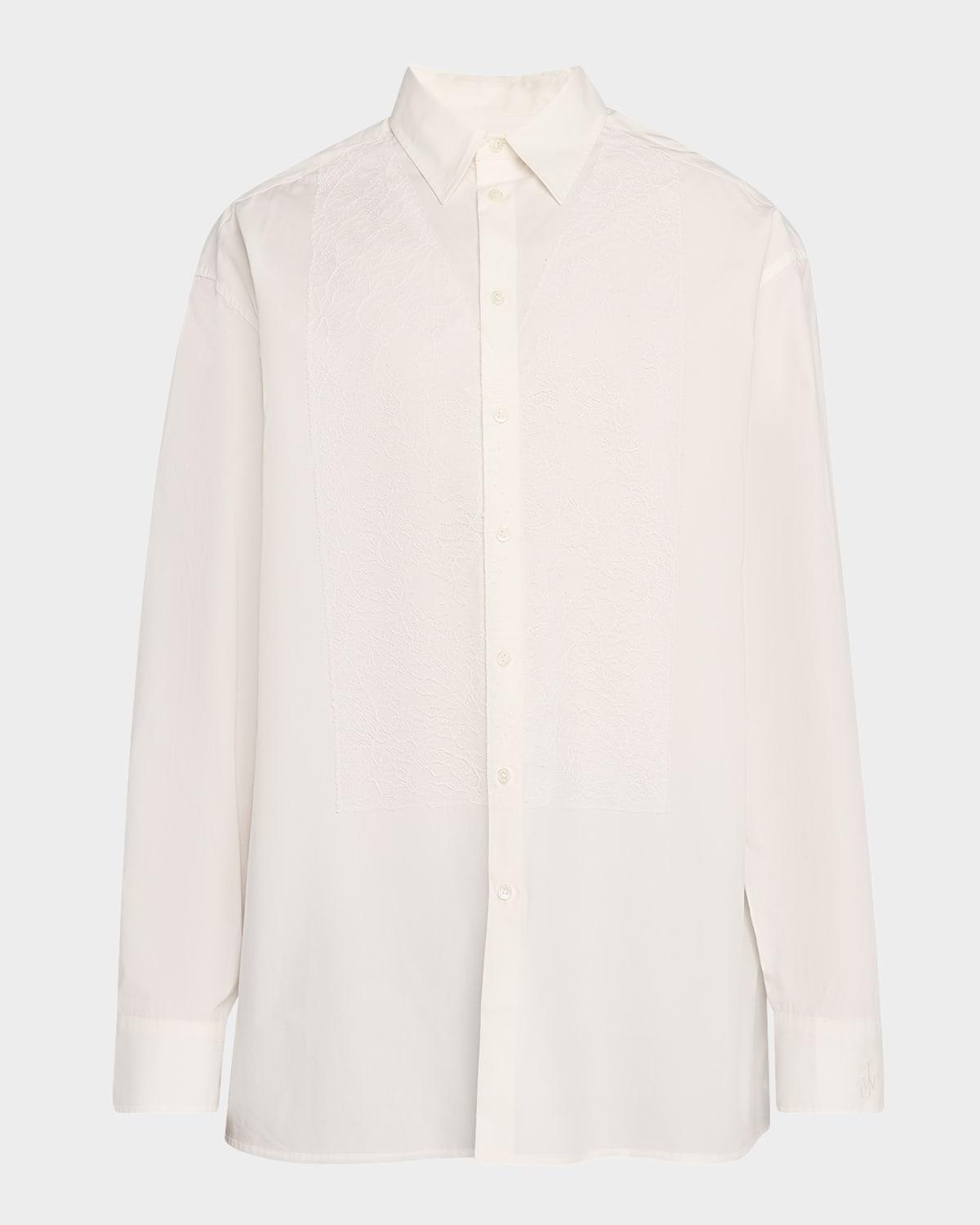 Mens Lace Appliqu Button-Down Shirt Product Image