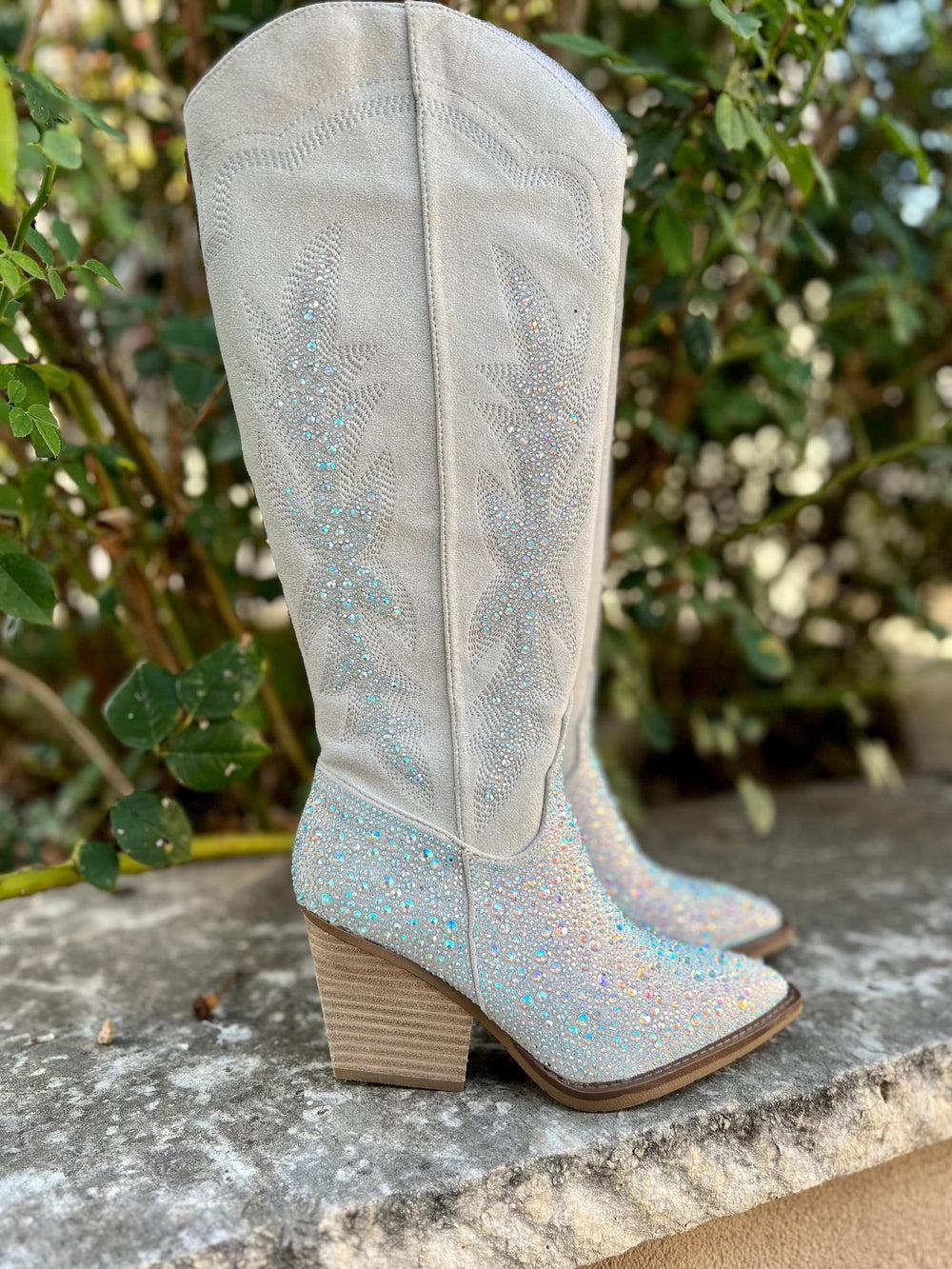 Very G Grey Rhinestone Western Style Boots* Product Image
