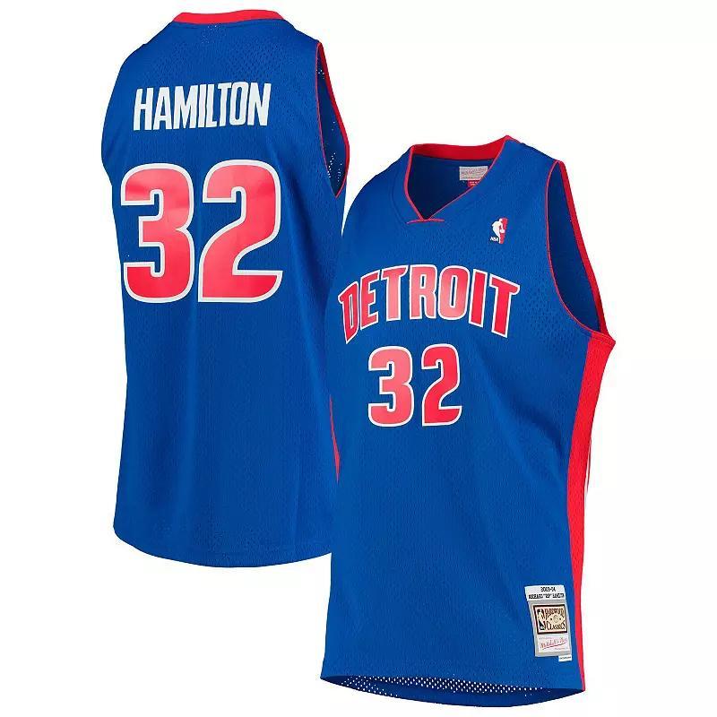 Mens Mitchell & Ness Richard Hamilton Blue Detroit Pistons Hardwood Classics Swingman Jersey Product Image