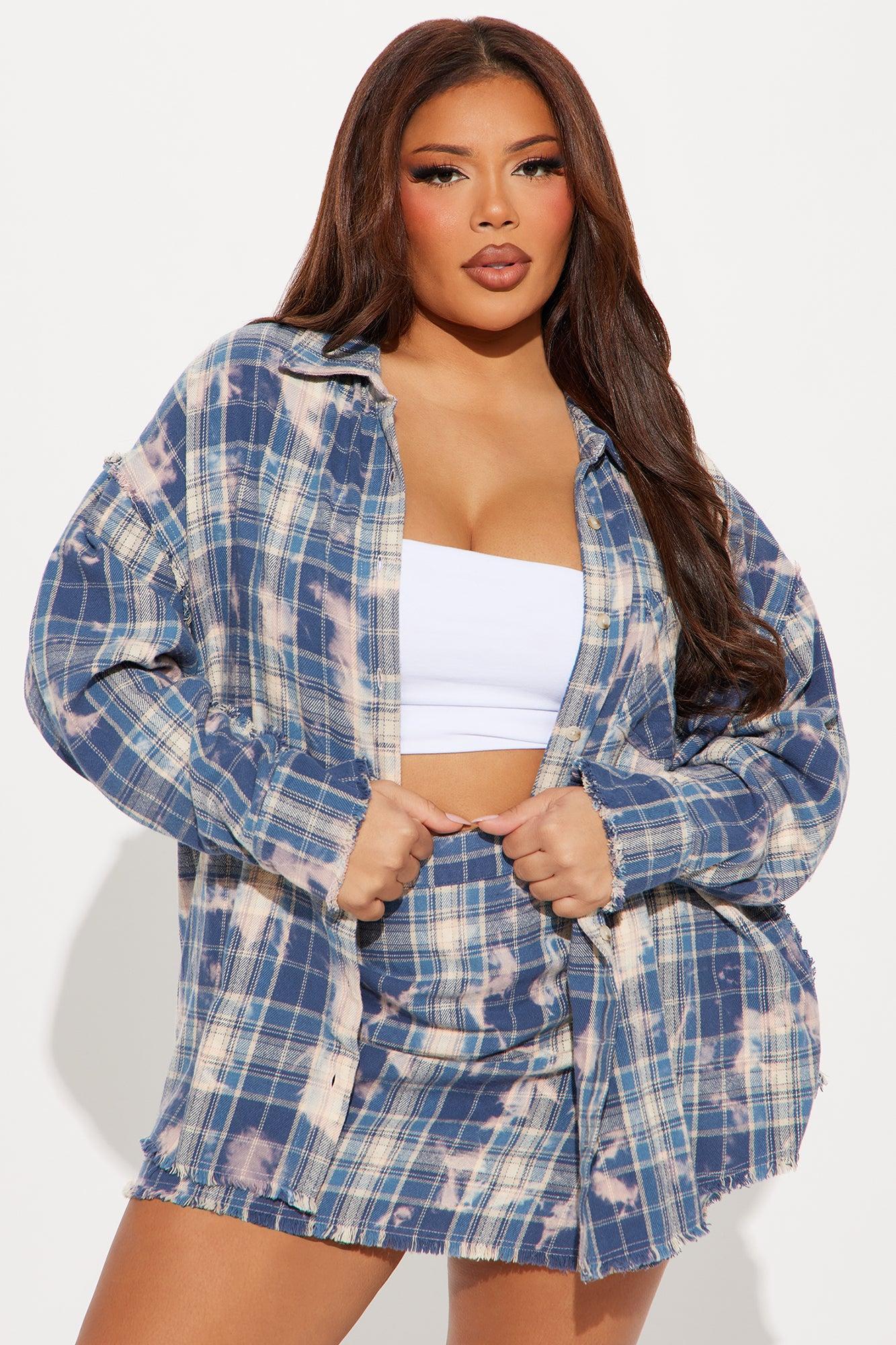 Brianne Plaid Skirt Set - Blue/combo Product Image