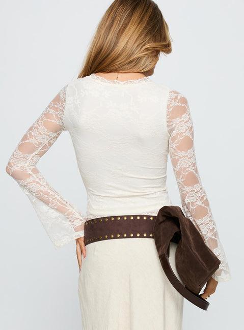 Pitter Long Sleeve Top Cream Product Image