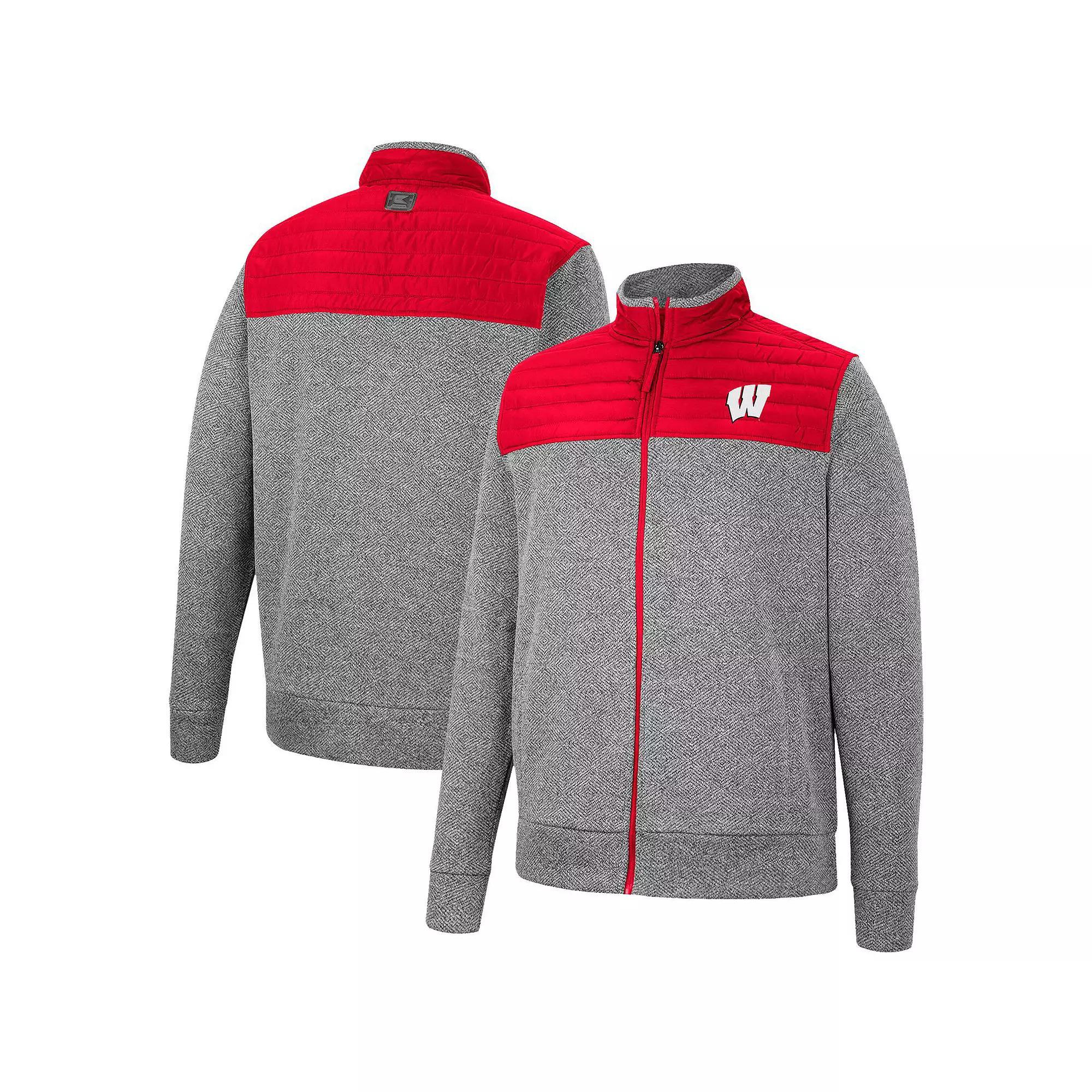 Men's Colosseum Charcoal/Navy West Virginia Mountaineers Putter Herringbone Full-Zip Jacket, Size: XL Product Image