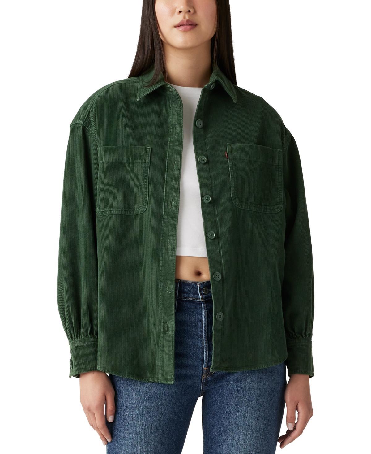 Levis Womens Long Sleeve Orion Corduroy Button-Down Shirt - White Swan L Product Image
