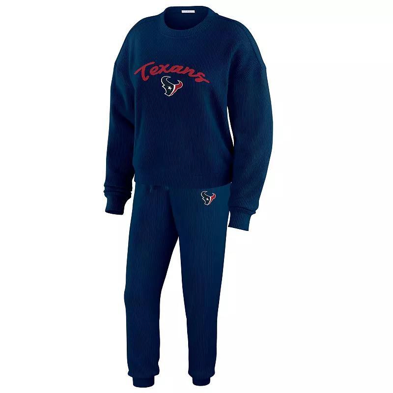 Women's WEAR by Erin Andrews  Cream Jacksonville Jaguars Plus Size Knitted Tri-Blend Long Sleeve T-Shirt & Pants Lounge Set, Size: 3XL, Black Product Image