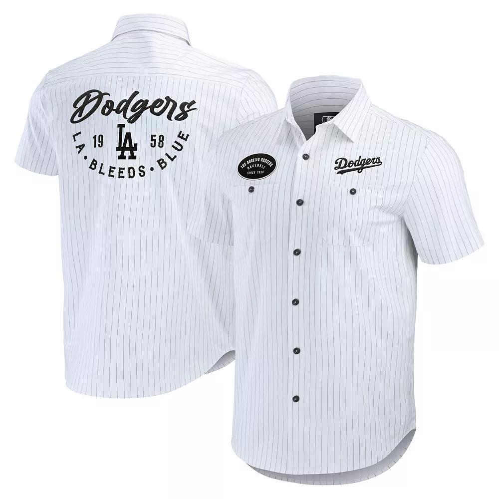 Mens Darius Rucker Collection by Fanatics Los Angeles Dodgers Pin Stripe Short Sleeve Button-Up Shirt Product Image