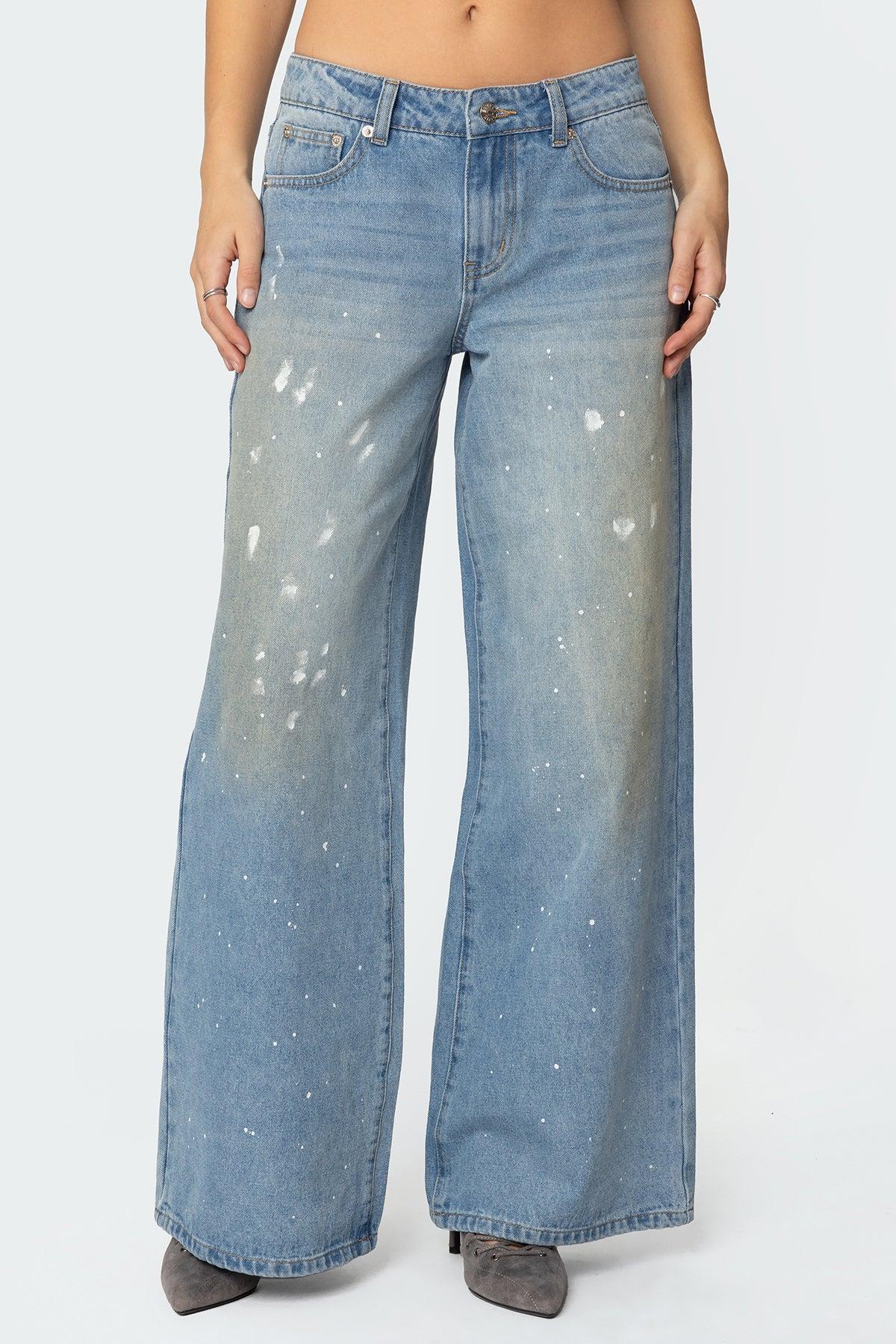 Paint Splatter Low Rise Jeans Product Image