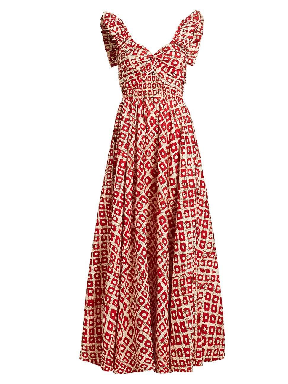 Womens Ibukun Abstract Ruffled Cotton Midi-Dress Product Image