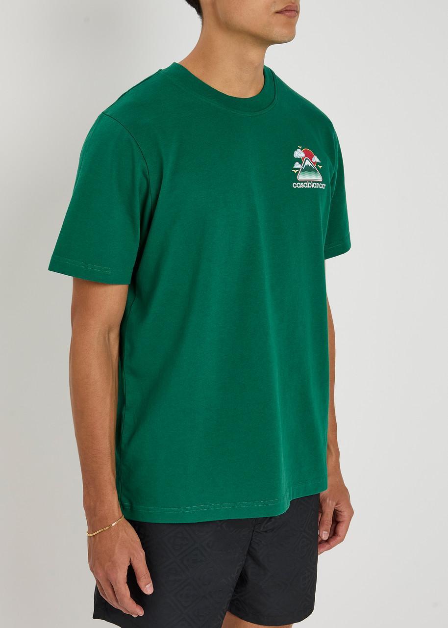 CASABLANCA Mens Montagne Ondulee Brand-print Cotton-jersey T-shirt In Green Product Image