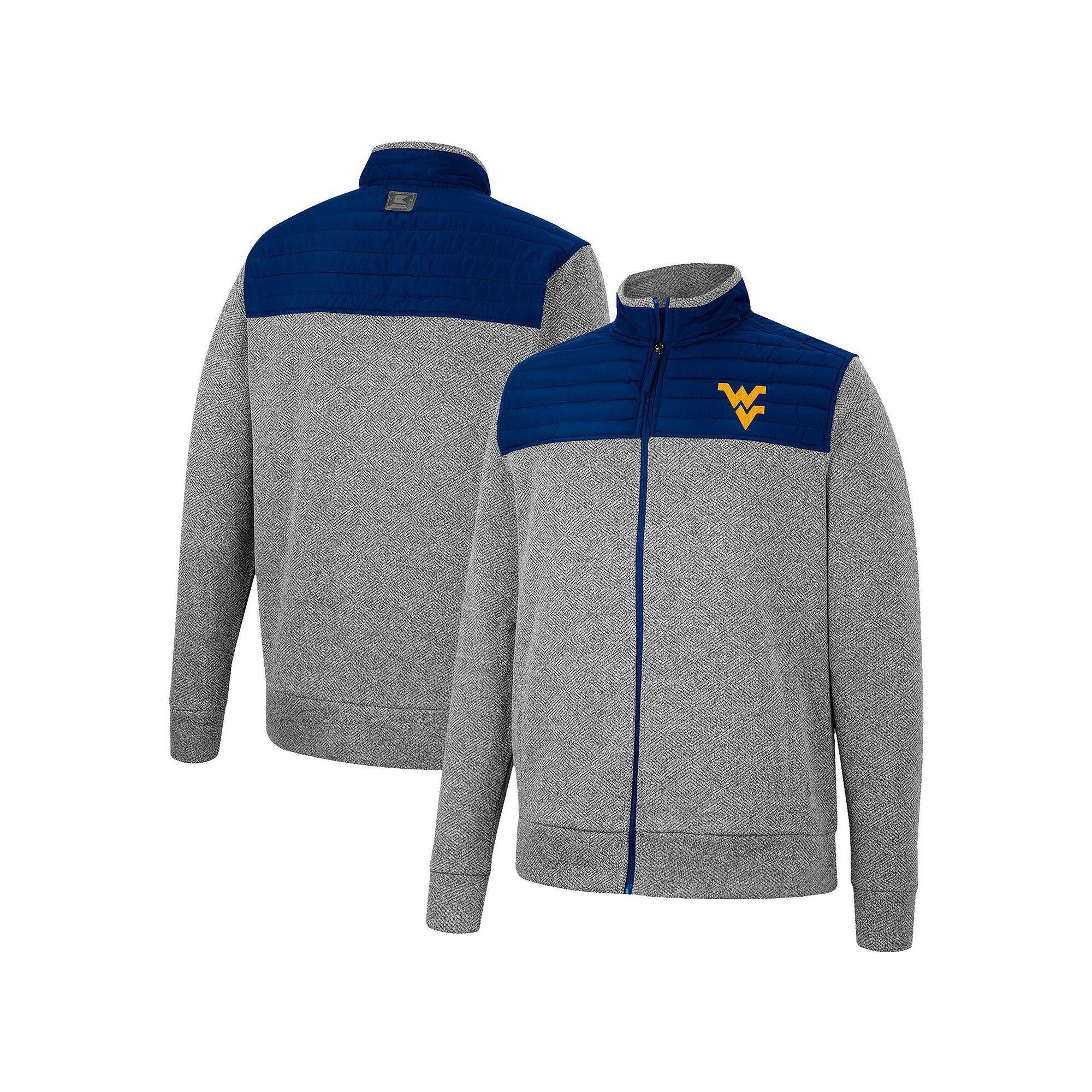 Men's Colosseum Charcoal/Navy West Virginia Mountaineers Putter Herringbone Full-Zip Jacket, Size: XL Product Image