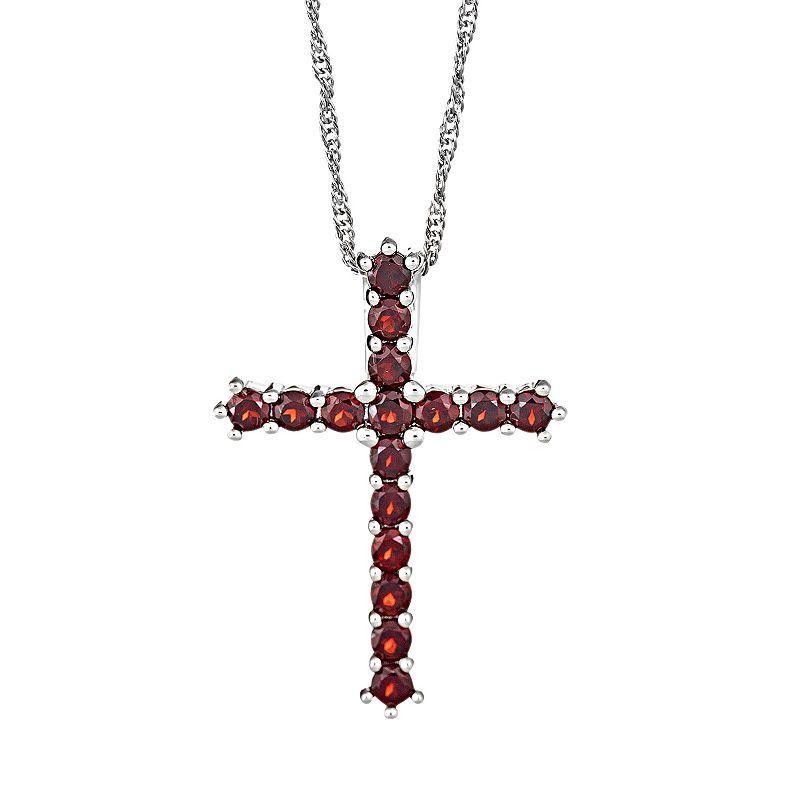 Celebration Gems Sterling Silver Citrine Cross Pendant, Women's, Size: 18", Orange Product Image
