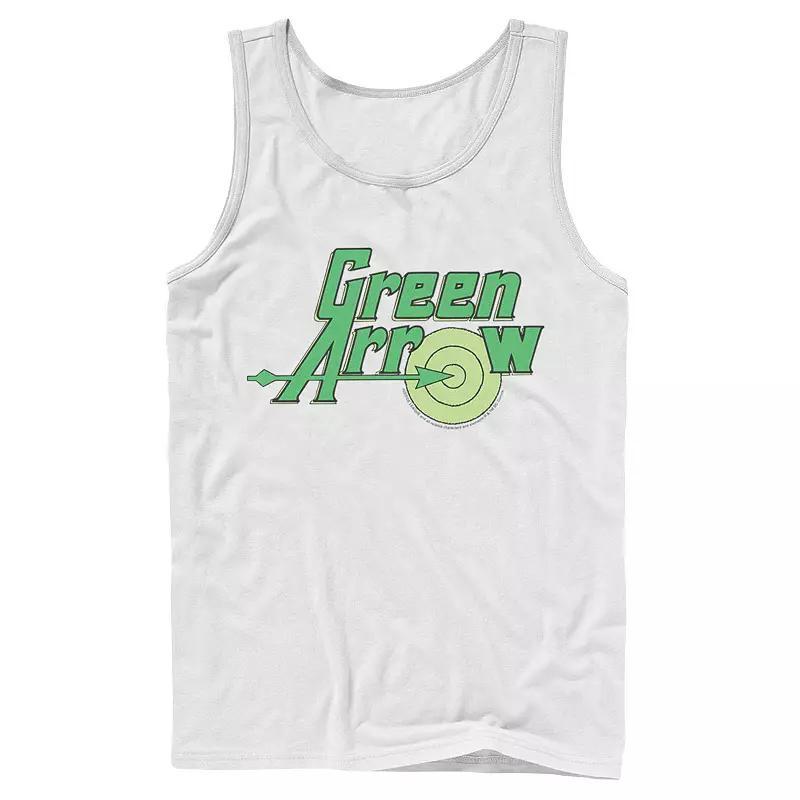 Men's DC Comics The Green Arrow Vintage Text Poster Tank Top, Size: Large, White Product Image