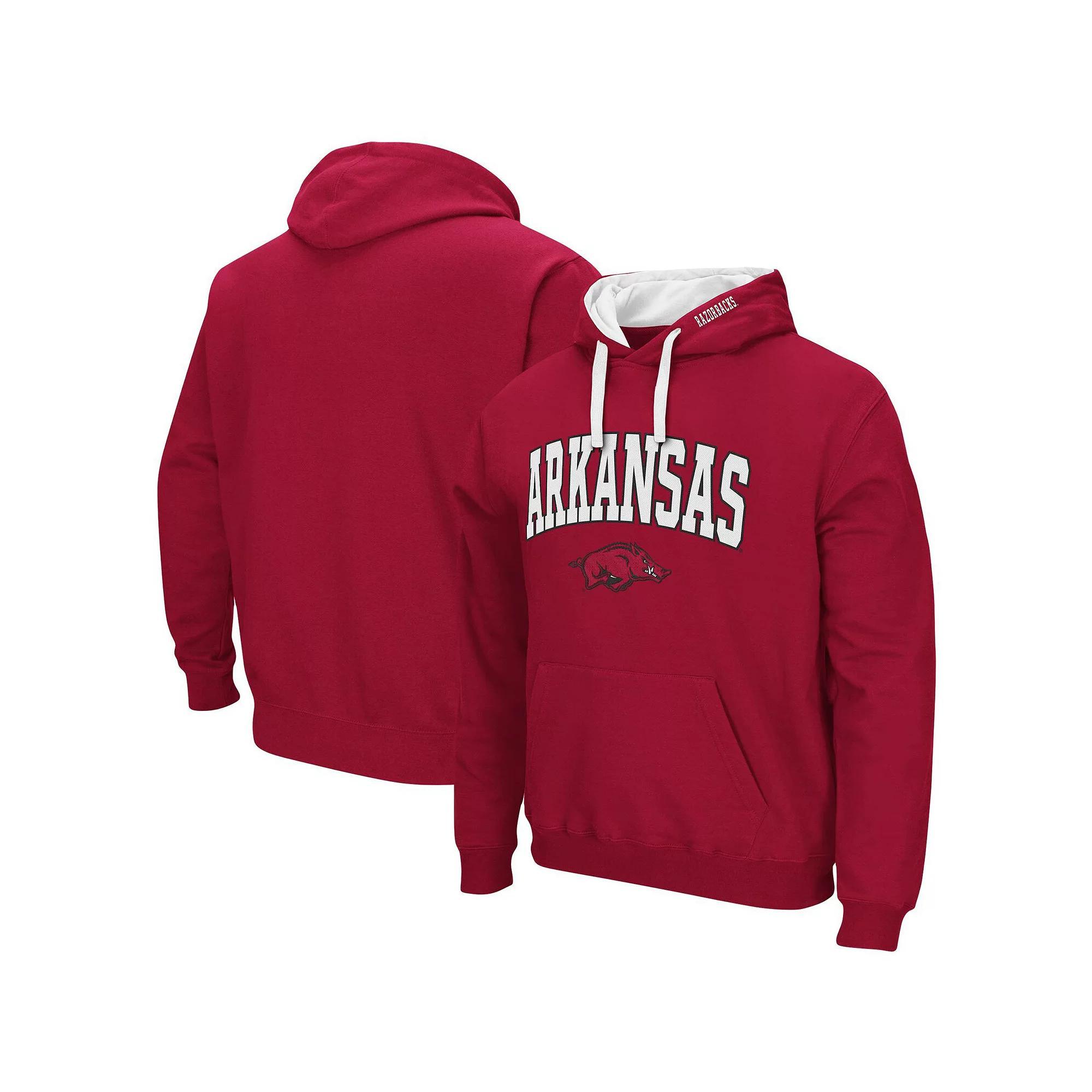 Men's Colosseum Cardinal Arkansas Razorbacks Big & Tall Arch & Logo 2.0 Pullover Hoodie, Size: 2XLT, Red Product Image