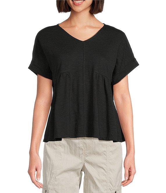 Westbound Petite Size Knit V-Neck Flowy Top Product Image