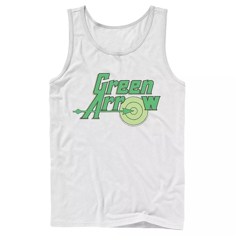 Men's DC Comics The Green Arrow Vintage Text Poster Tank Top, Size: Large, White Product Image