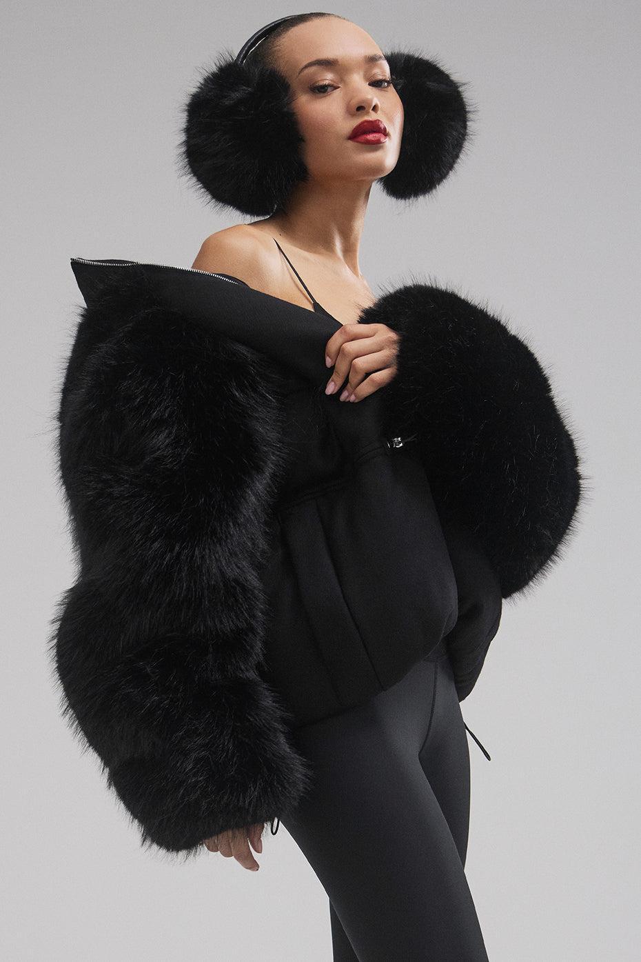 La Premiere Opulent Faux Fur Stunner Jacket - Black/Black Product Image