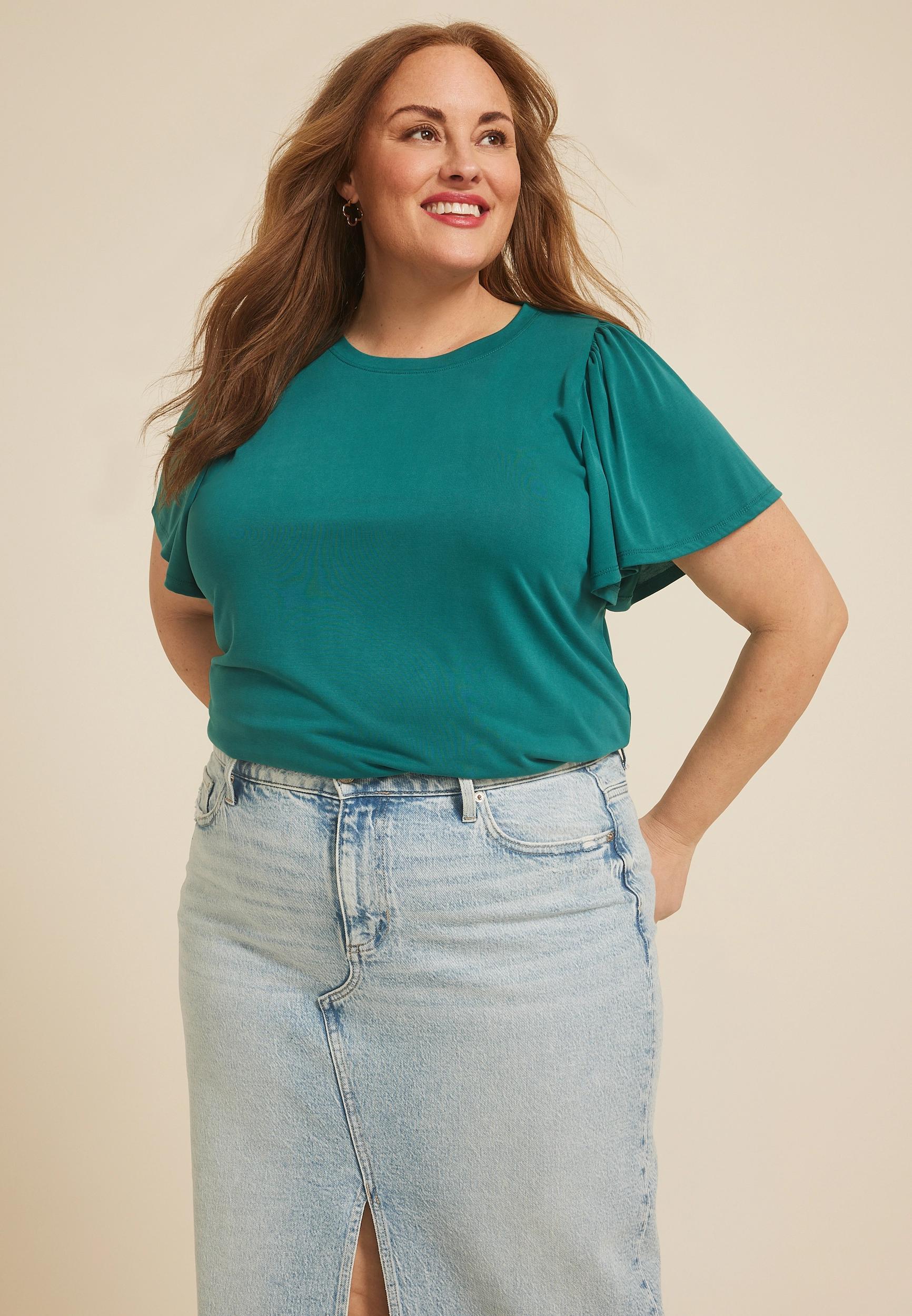 Maurices 2X Plus Size Womens 24/7 Charlotte Flutter Sleeve Tee Product Image