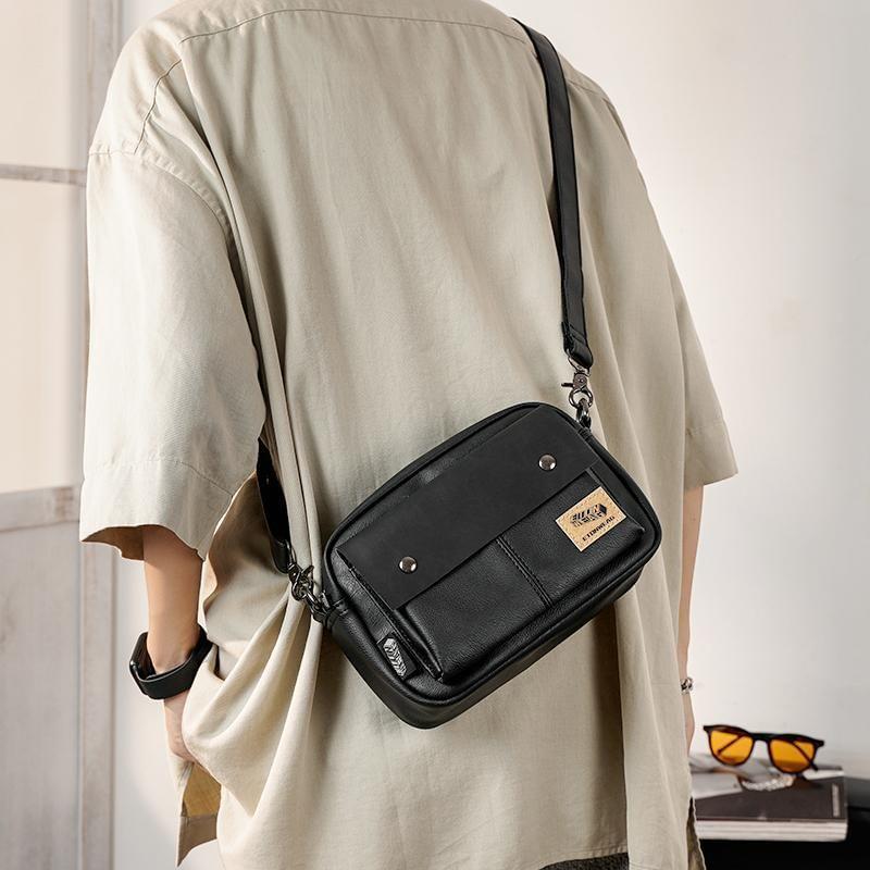 Faux Leather Flap Crossbody Bag Product Image