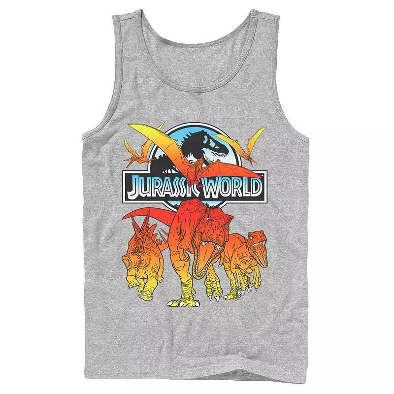 Men's Jurassic World Two Dino Charging Comic Pop Tank Top, Size: Large, Athletic Grey Product Image