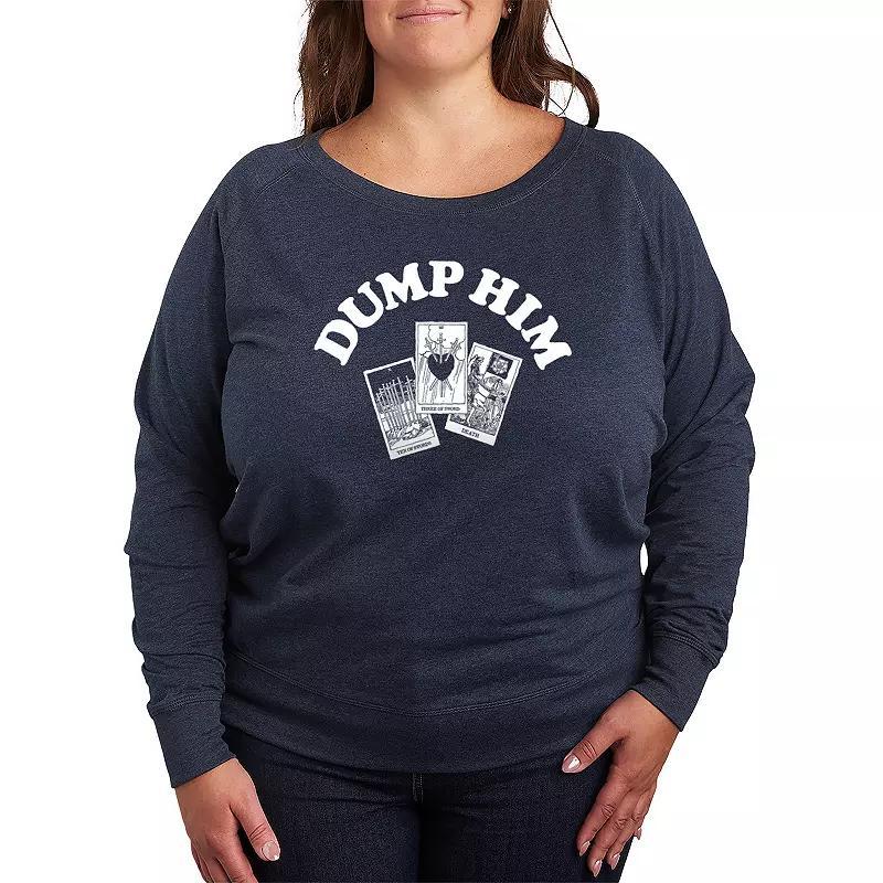 Plus Size The Dog Is My Favorite French Terry Long Sleeve Tee, Womens Grey Dark Red Product Image