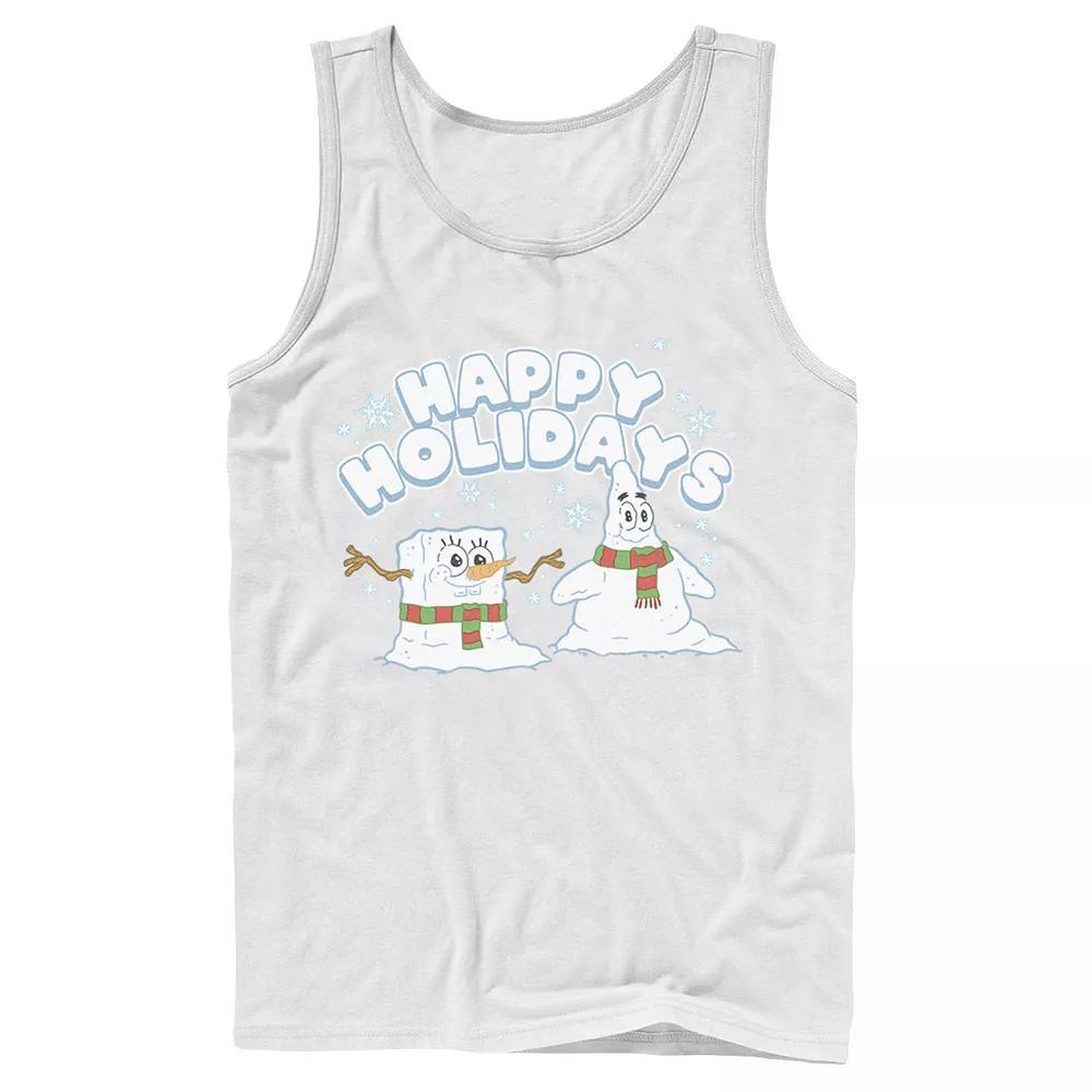 Men's Nickelodeon SpongeBob SquarePants Snowmen Happy Holidays Tank Top, Size: Small, Blue Product Image