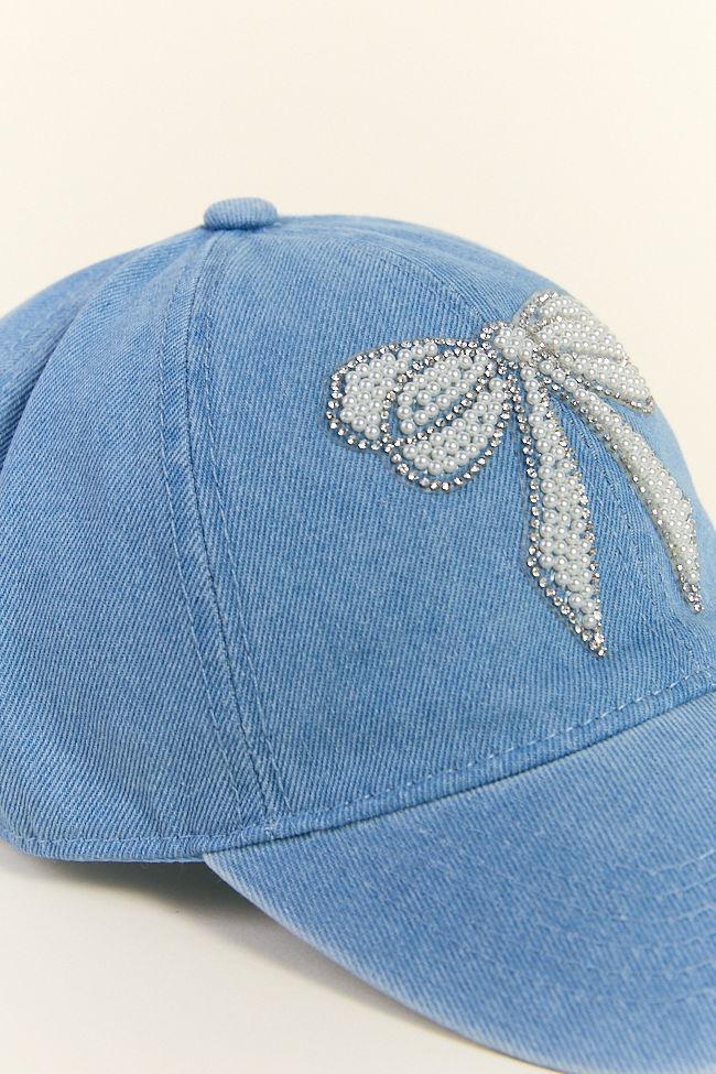 Denim Pearl Bow Hat Product Image