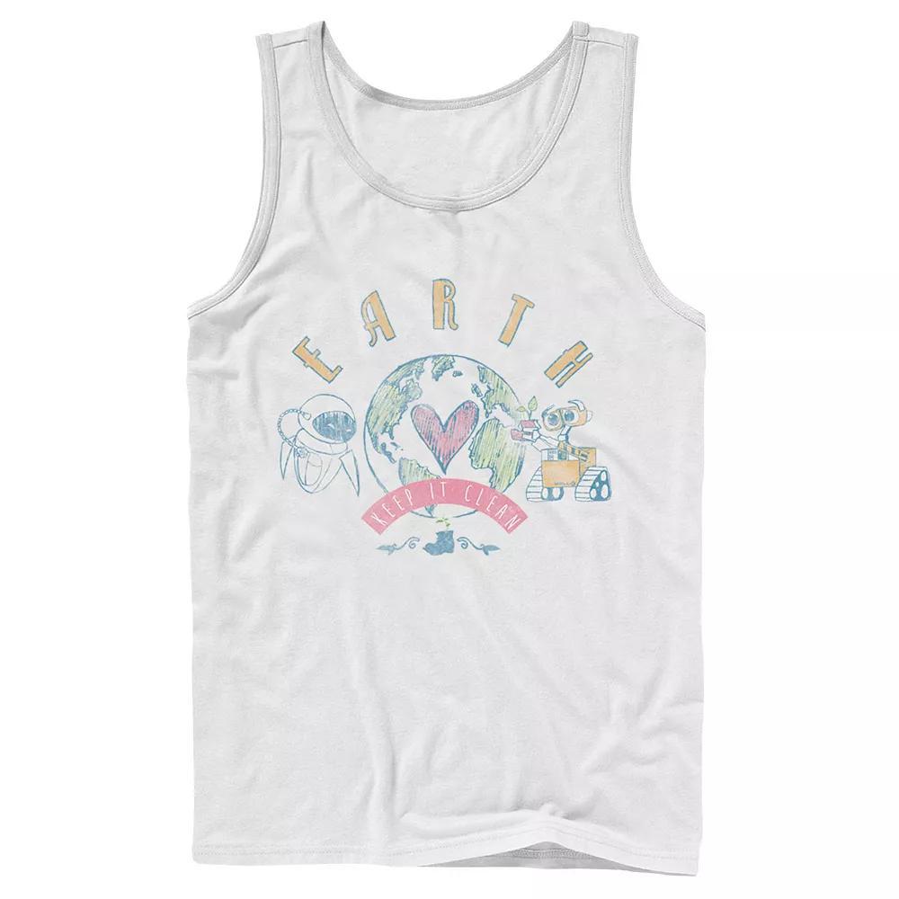 Men's Disney / Pixar Wall-E Eve Earth Keep It Clean Tank Top, Size: Large, White Product Image