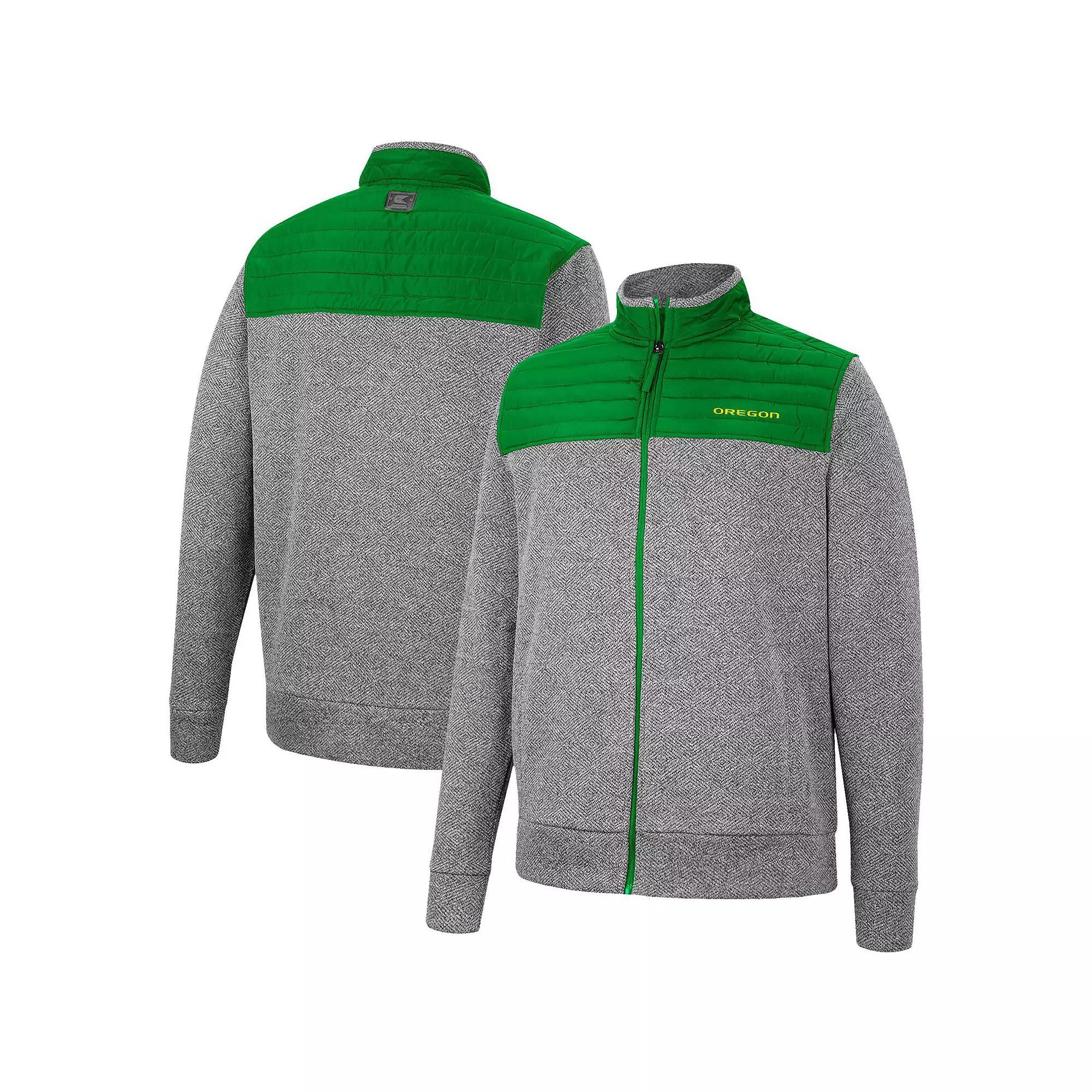 Men's Colosseum Charcoal/Navy West Virginia Mountaineers Putter Herringbone Full-Zip Jacket, Size: XL Product Image
