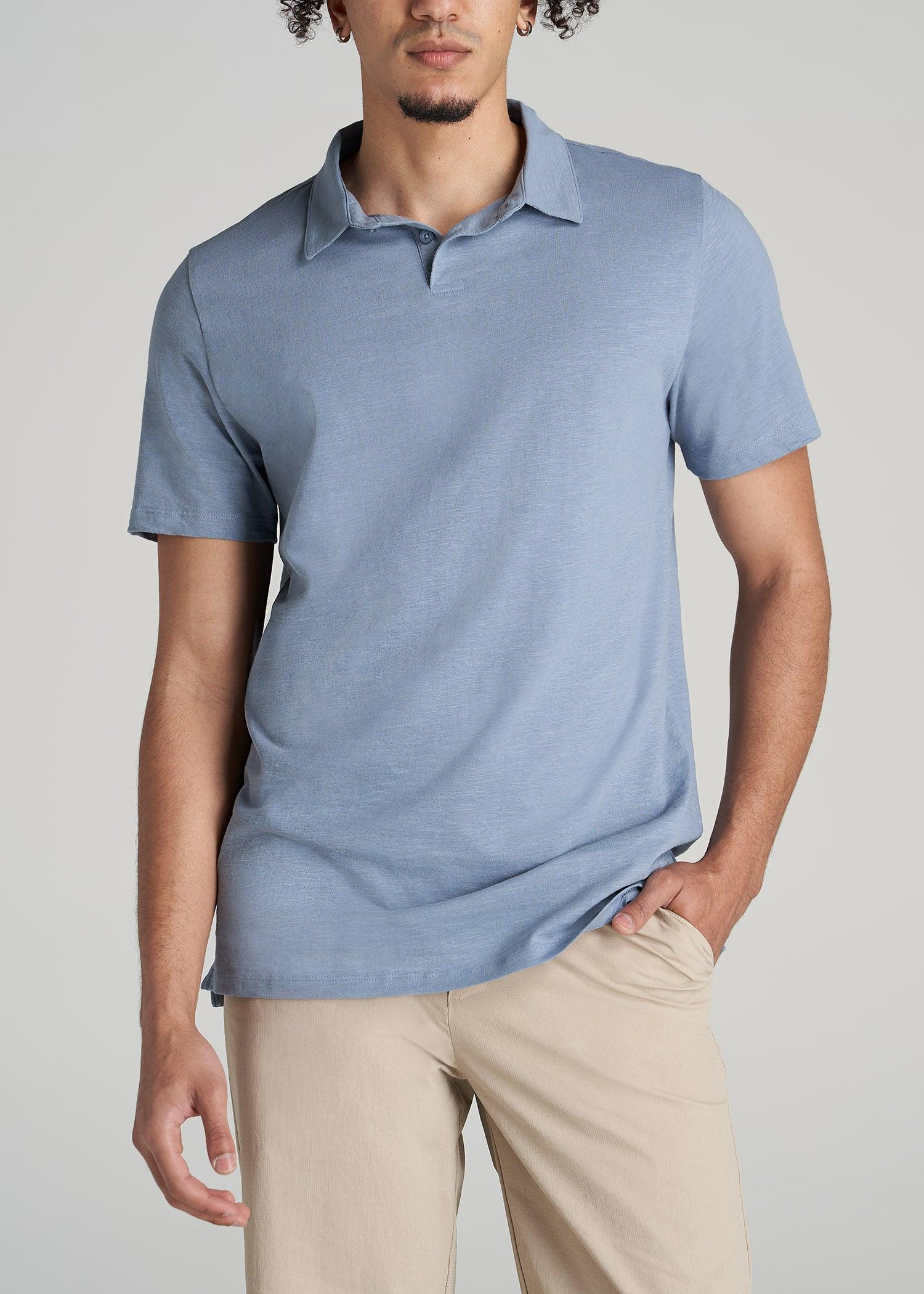 Slub Self Collar Tall Polo Shirt in Navy Product Image