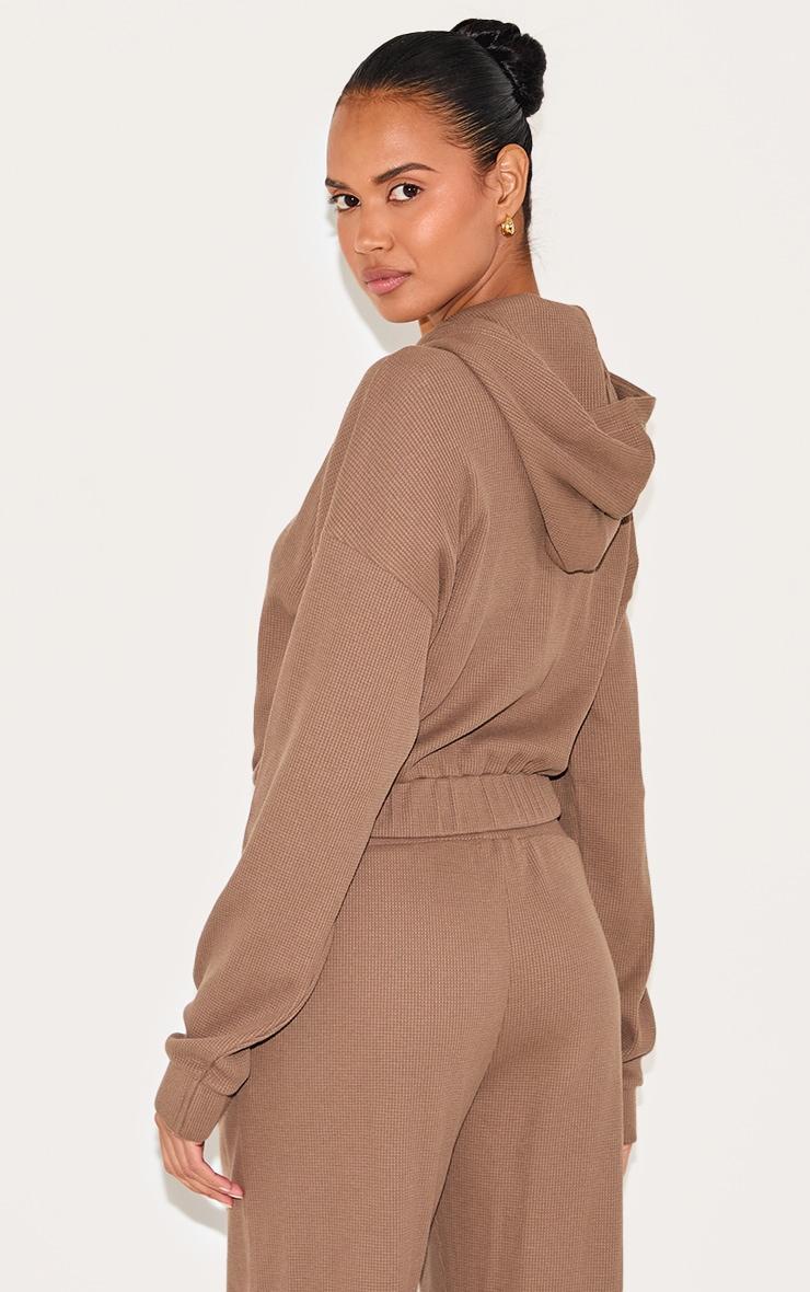 Waffle Zip Up Cropped Hoodie  Product Image