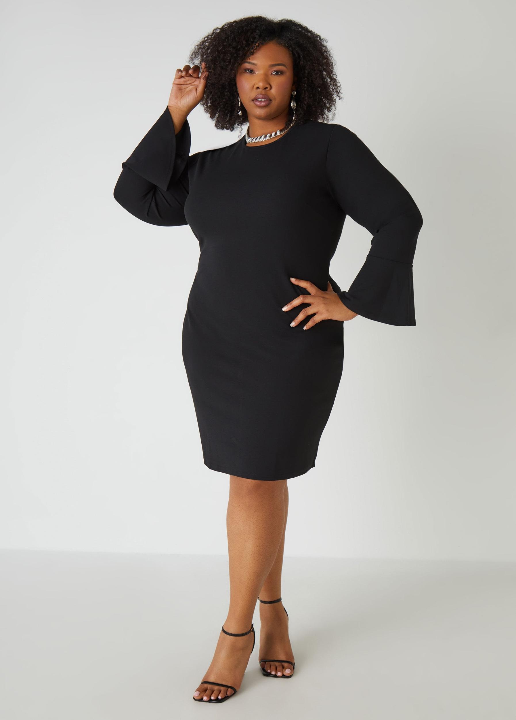 Bell Sleeved Sheath Dress Product Image