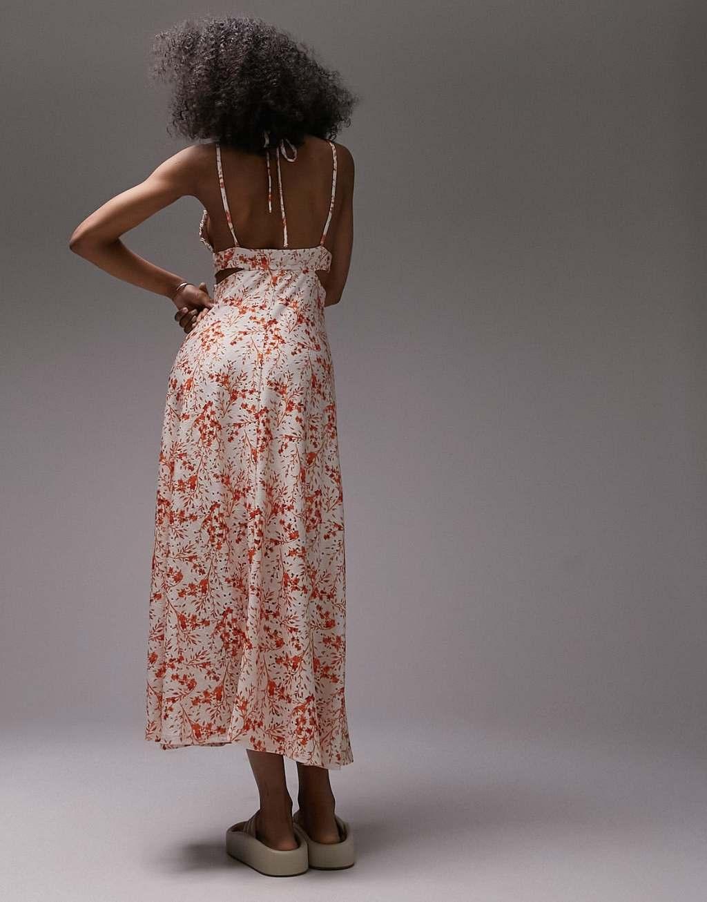 Topshop eyelet jersey v-neck midi dress Product Image
