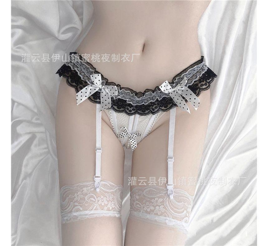 Lace Trim Over-The-Knee Stockings / Garter / Set Product Image