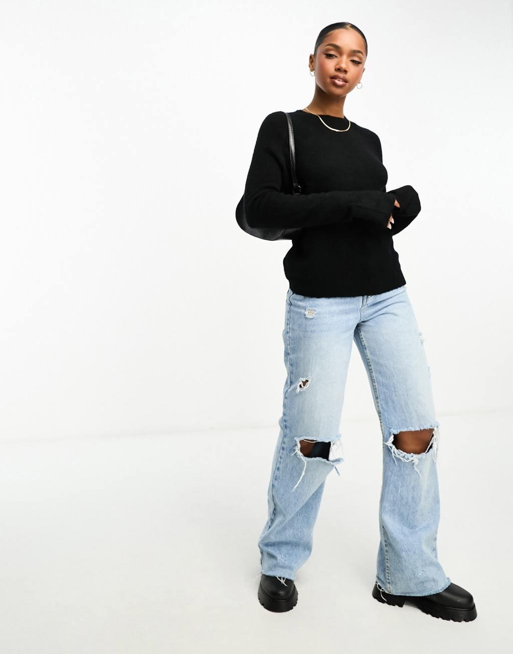 Pieces high neck sweater in black Product Image