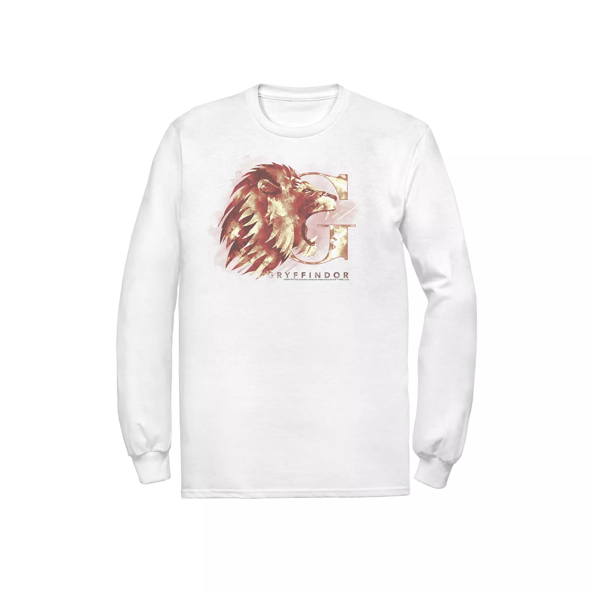 Men's Harry Potter Gryffindor House Watercolor Long Sleeve Tee, Size: XL, White Product Image