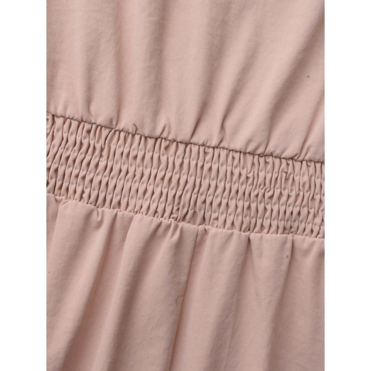 Plus Size Shirt Collar Shirred Woven Ribbon Dress Crepe Women Elegant Woven ribbon&lace trim Shirt collar Long Sleeve Curvy BloomChic 14-16/1X Product Image